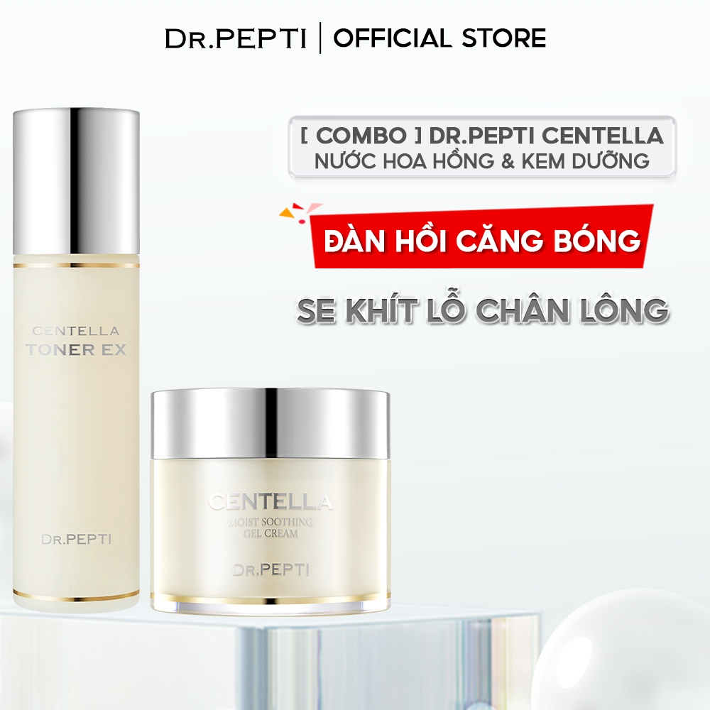 [Combo]Nước Hoa Hồng Dr.Pepti Centella Toner Ex & Kem Dưỡng Ẩm Dr.Pepti Centella Moist Soothing Gel Cream