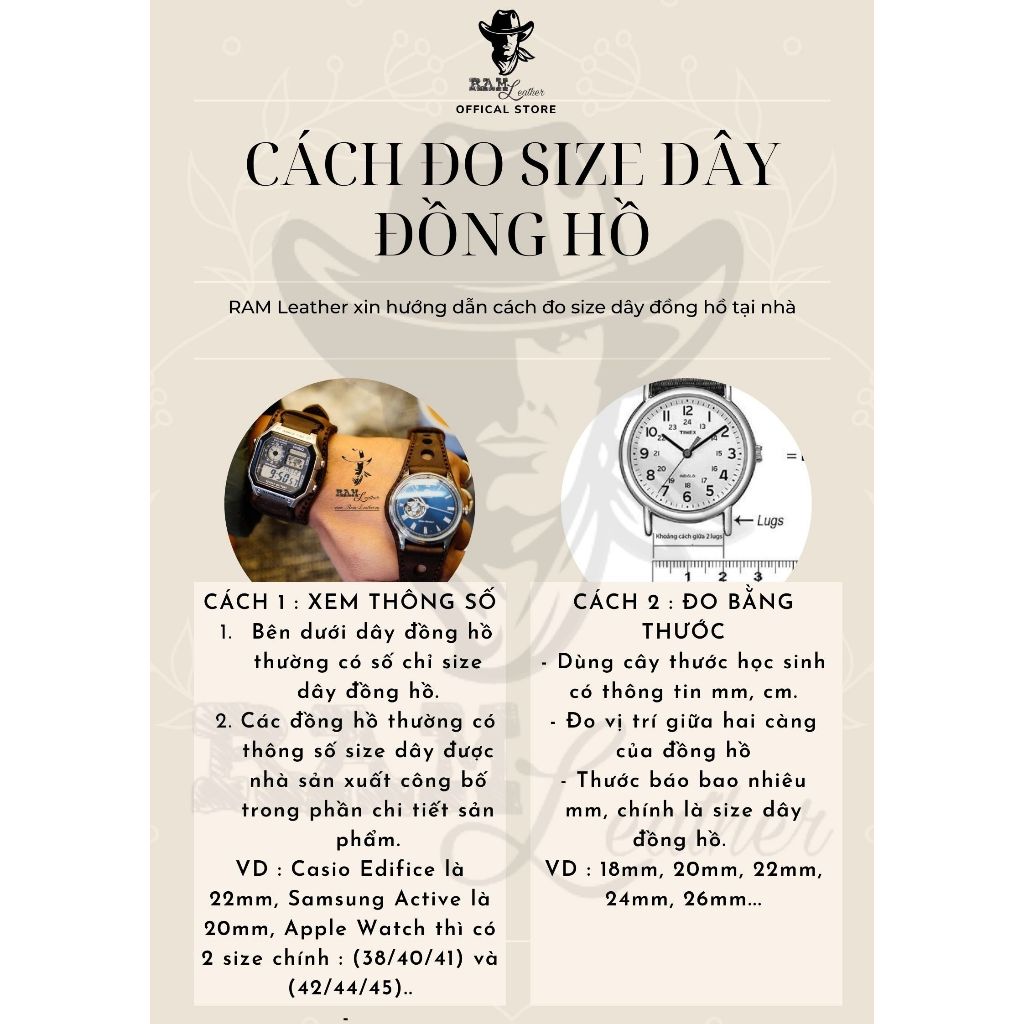 Dây Đồng Hồ Thủ Công Da Thật RAM Leather Trống Đồng Mahogany Da Bò Italia Vegtan Bền Đẹp