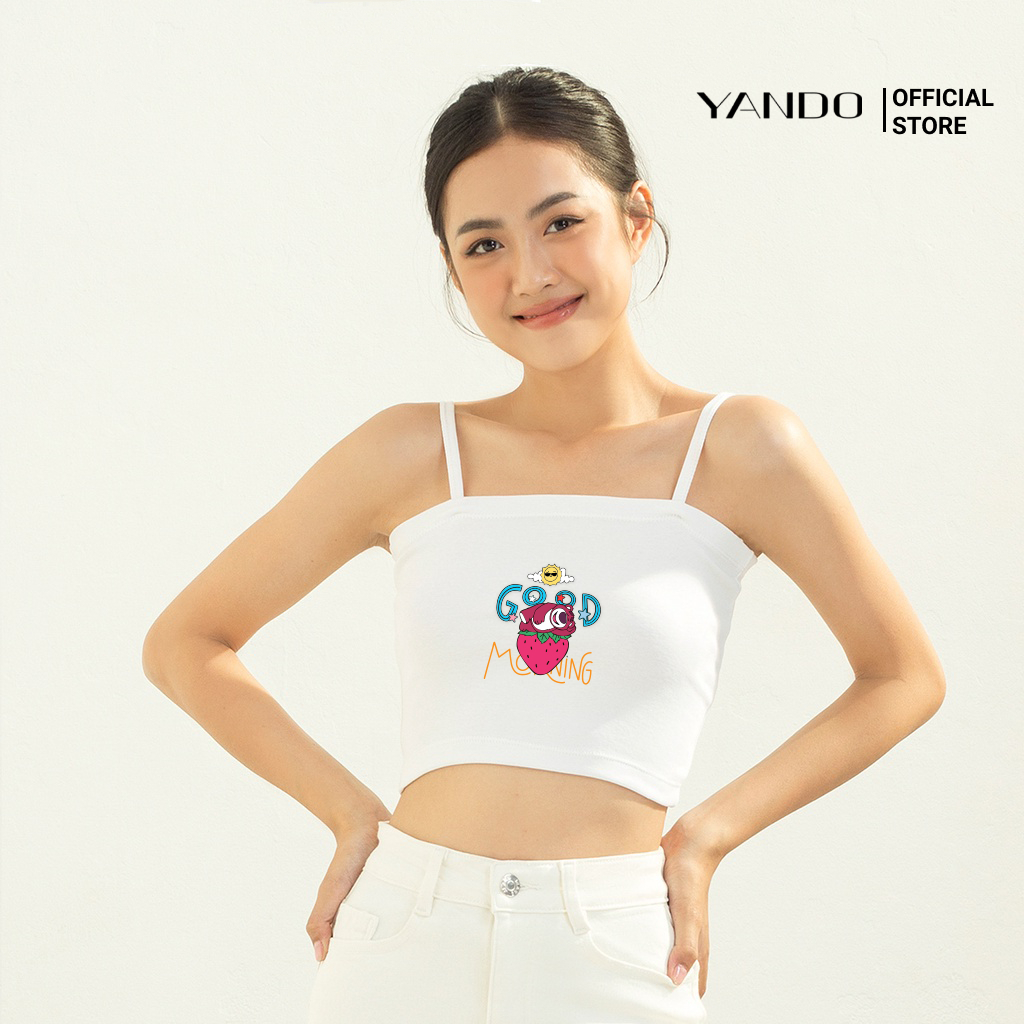 Áo croptop nữ hai dây thời trang Gấu Dâu Chào Buổi Sáng YANDO AT16-Chất liệu Thun thun borip - co giãn siêu tốt