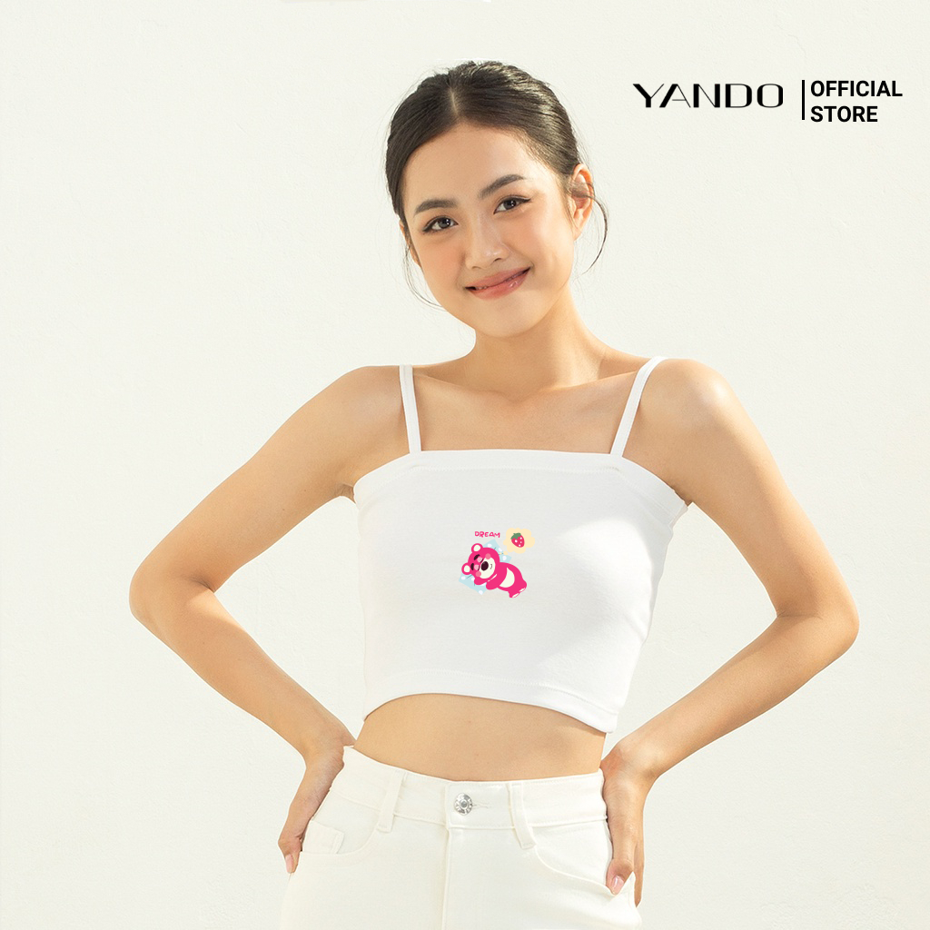 Áo croptop nữ hai dây thời trang Gấu Dâu Dream YANDO AT15-Chất liệu Thun thun borip - co giãn siêu tốt