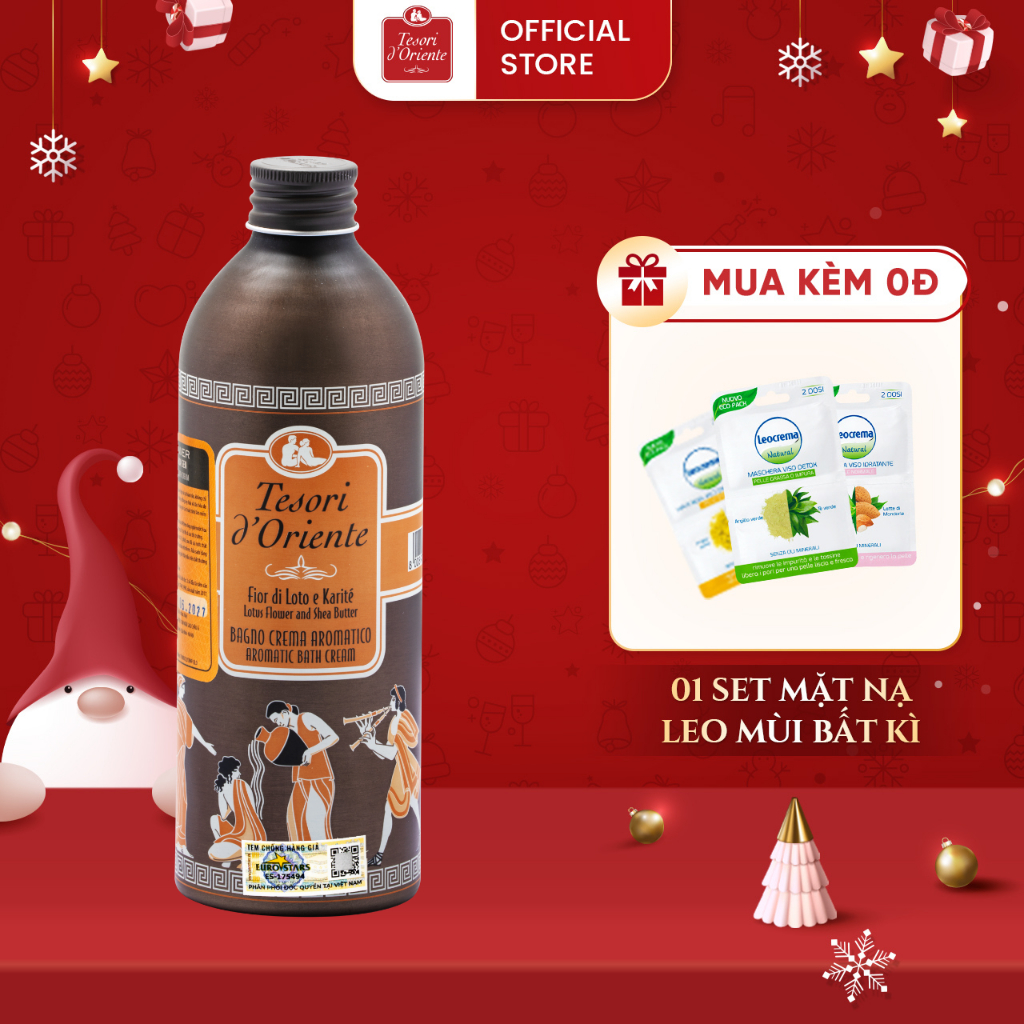 Sữa tắm nước hoa Tesori d’Oriente Hoa Sen 500ml nhập khẩu chính hãng từ Ý kèm vòi