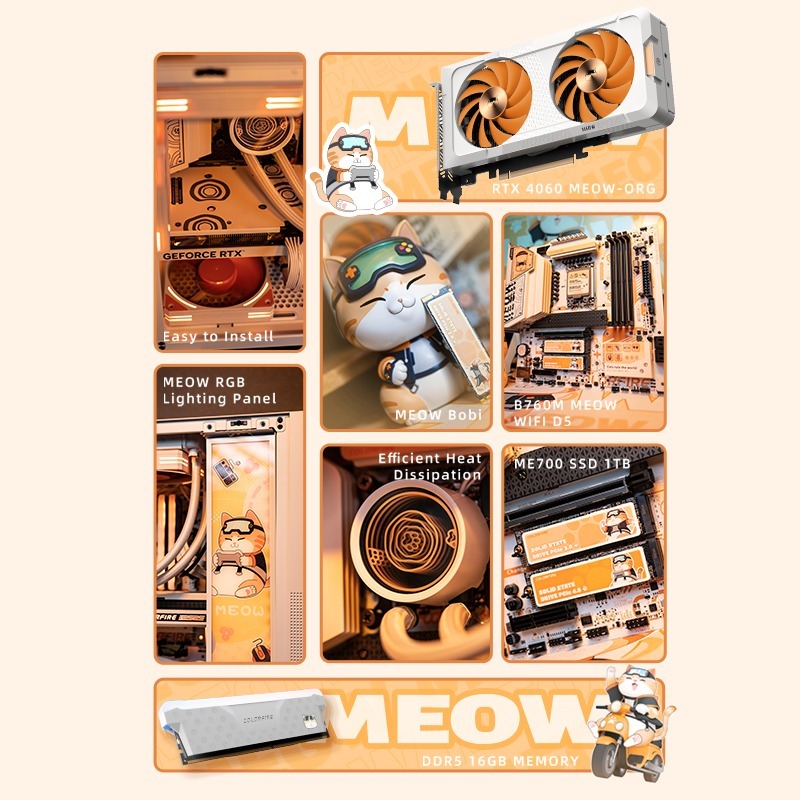 PC Combo Gaming Memphis-S Meow RTX 4060