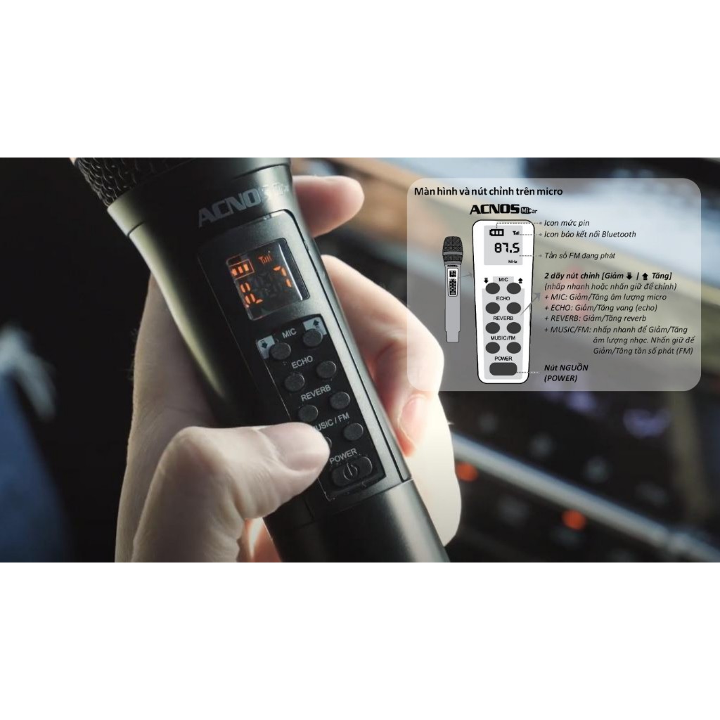 Micro hát karaoke cho xe ô tô ACNOS MiCar 3