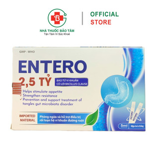Men vi sinh ENTERO Cung cấp 2,5 tỷ bào tử vi khuẩn có lợi cho đường ruột Bacillus Clausii - Hộp 20 ống x 5ml