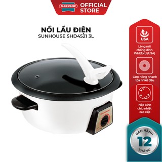 Lẩu điện Sunhouse SHD4521 - Công suất 1500W - Nồi dung tích 3L - Các bộ phận có thể tháo rời - Điều chỉnh núm xoay