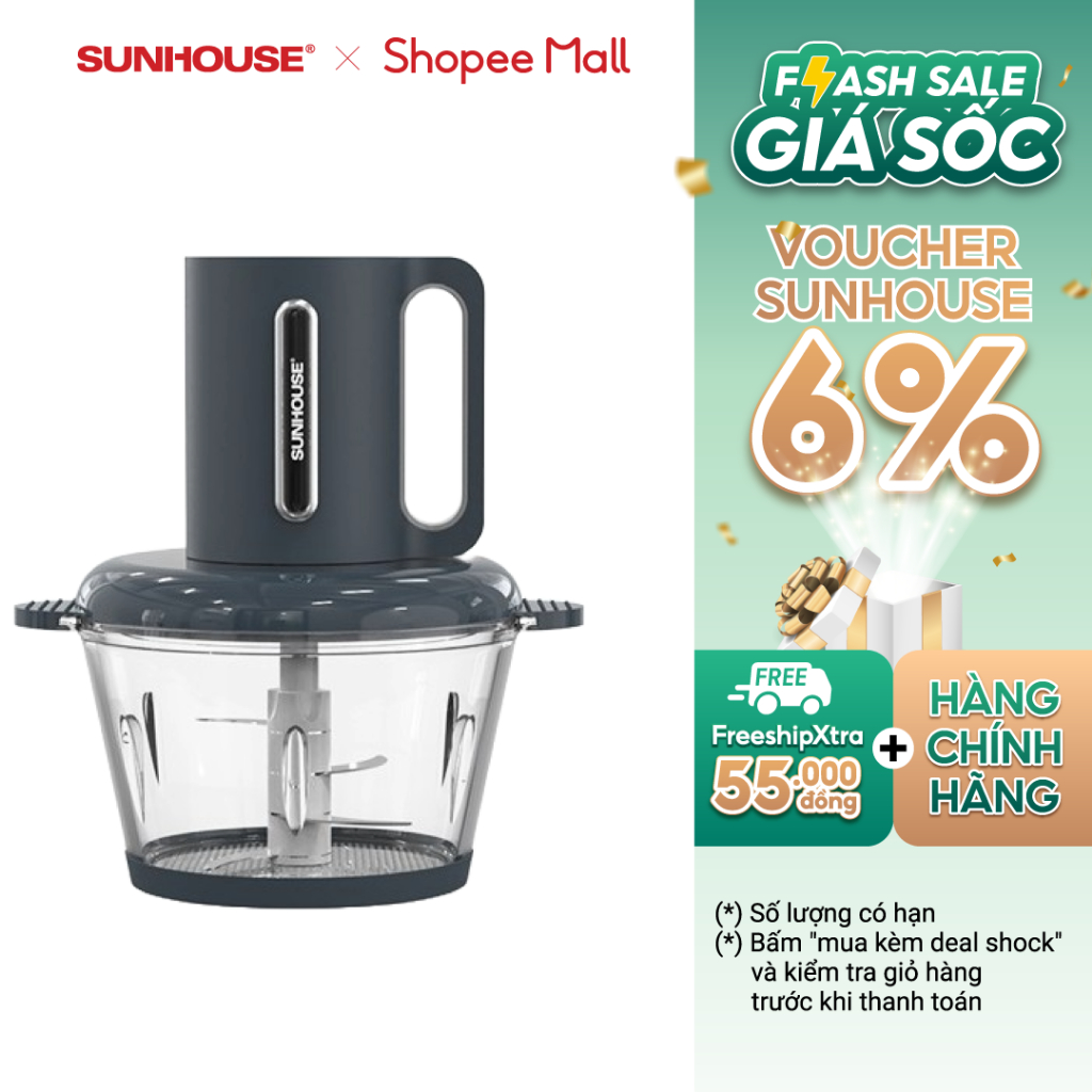 Máy xay thịt Sunhouse SHD5403 - Công suất 300W - Dung tích 1.8L - Đa chức năng - Bảo hành 12 tháng chính hãng