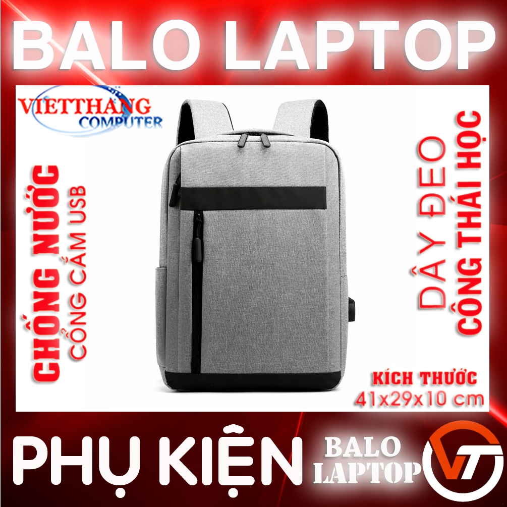 Balô Công sở, Du lịch - Balo đựng Laptop 15.6" Dung tích lớn Đa năng Sạc USB Chống nước Mầu xám