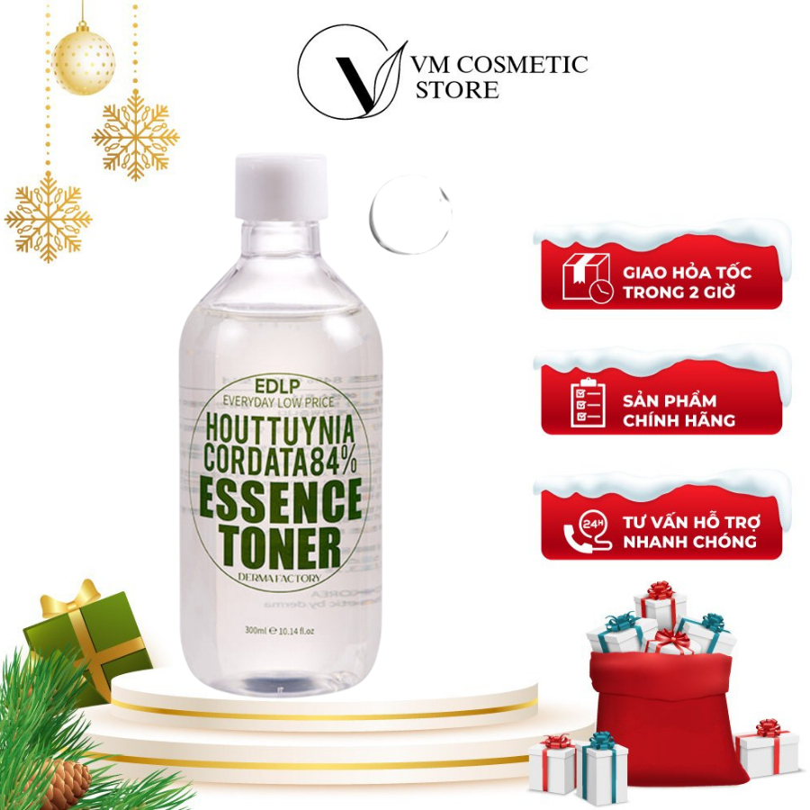 Nước cân bằng diếp cá Derma Factory Houttuynia Cordata 84% Essence Toner 300ml Vmcosmetic