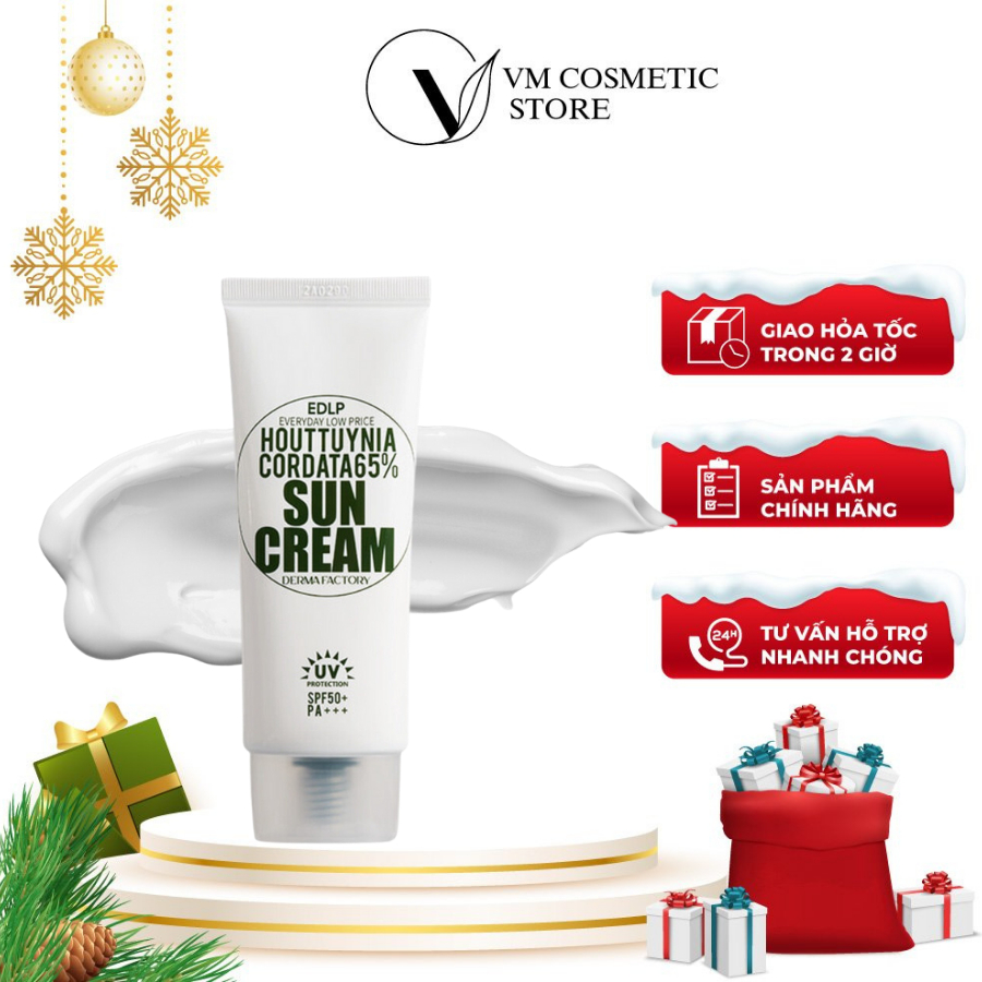 Kem chống nắng diếp cá Derma Factory Houttuynia Cordata 65% Sun Cream 50g Vmcosmetic