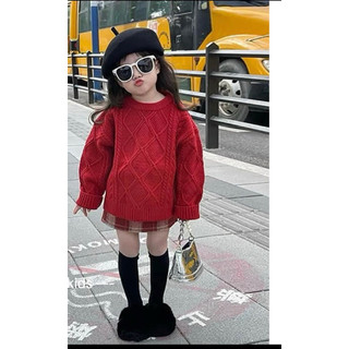 Sét dạ  kẻ đỏ phối áo len thưng dáng dài
