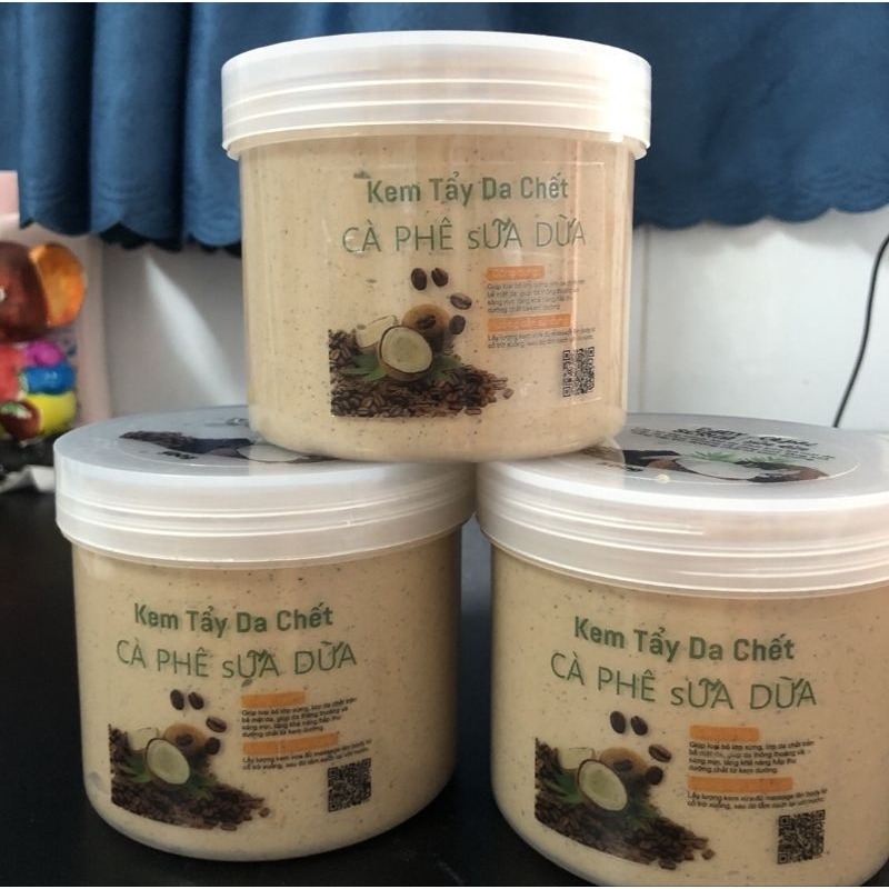 Tẩy tế bào chết cafe sữa dừa làm sạch da body mùi thơm dể chịu an toàn cho da hũ 500g