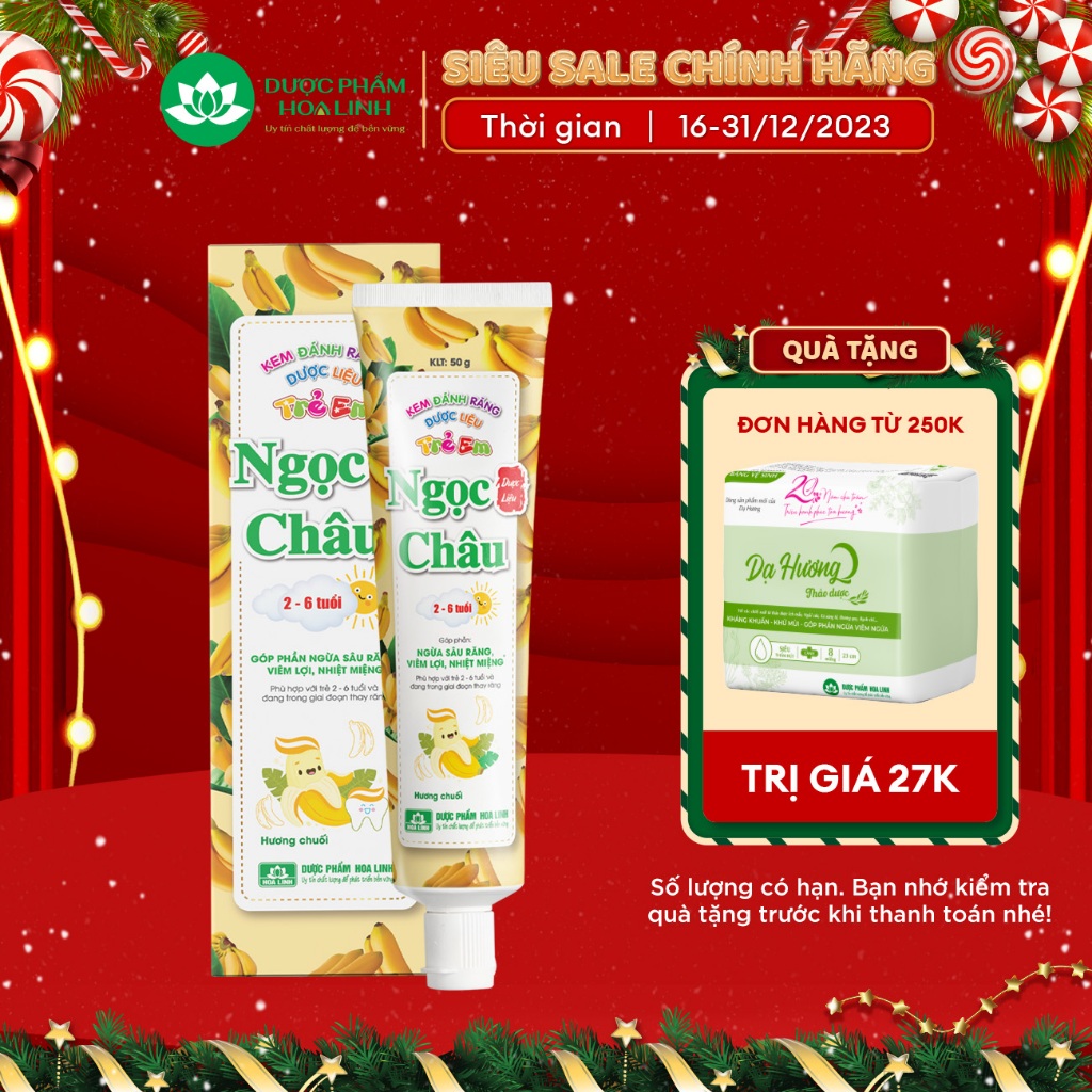 Kem đánh răng dược liệu Ngọc Châu Trẻ Em hương chuối (2 - 6 tuổi)