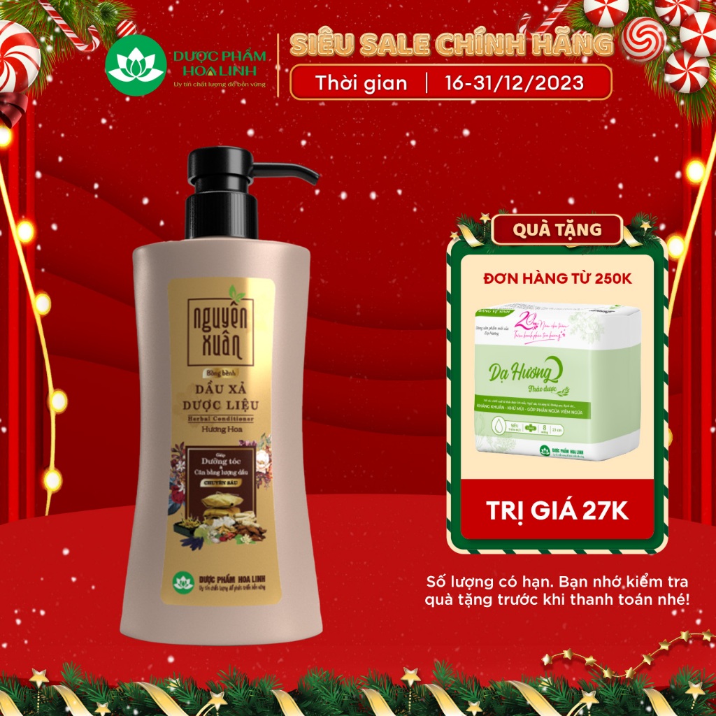 Dầu xả dược liệu Nguyên Xuân bồng bềnh 300ml dành cho tóc dầu bết - Tặng thêm 10% thể tích giá không đổi