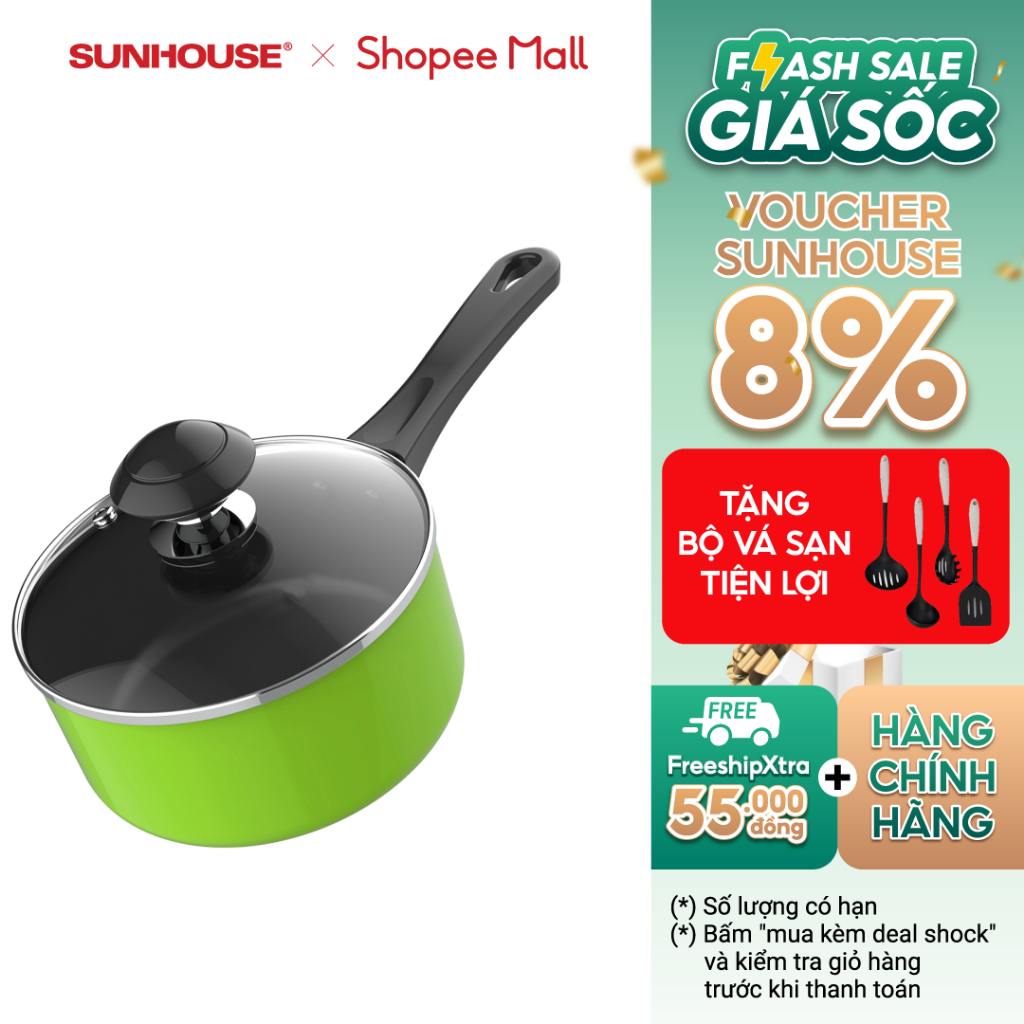 Nồi Quấy Bột Chống Dính SUNHOUSE SHG-MP14 - Đường kính 14 cm - KHÔNG DÙNG ĐƯỢC TRÊN BẾP TỪ