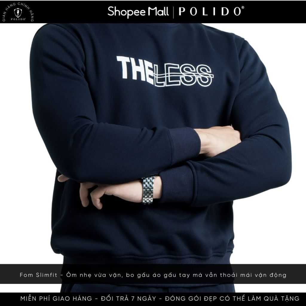 Áo nỉ sweater nam polido chất liệu dày ngực in chữ,kiểu dáng phong cách trẻ trung hiện đại.thoải mái khi mặc 3 màu