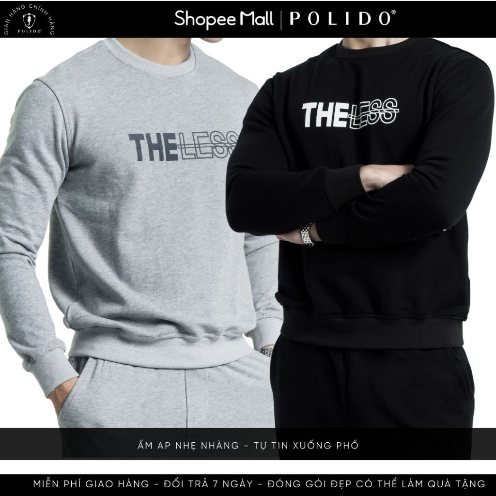 Áo nỉ sweater nam polido chất liệu dày ngực in chữ,kiểu dáng phong cách trẻ trung hiện đại.thoải mái khi mặc 3 màu