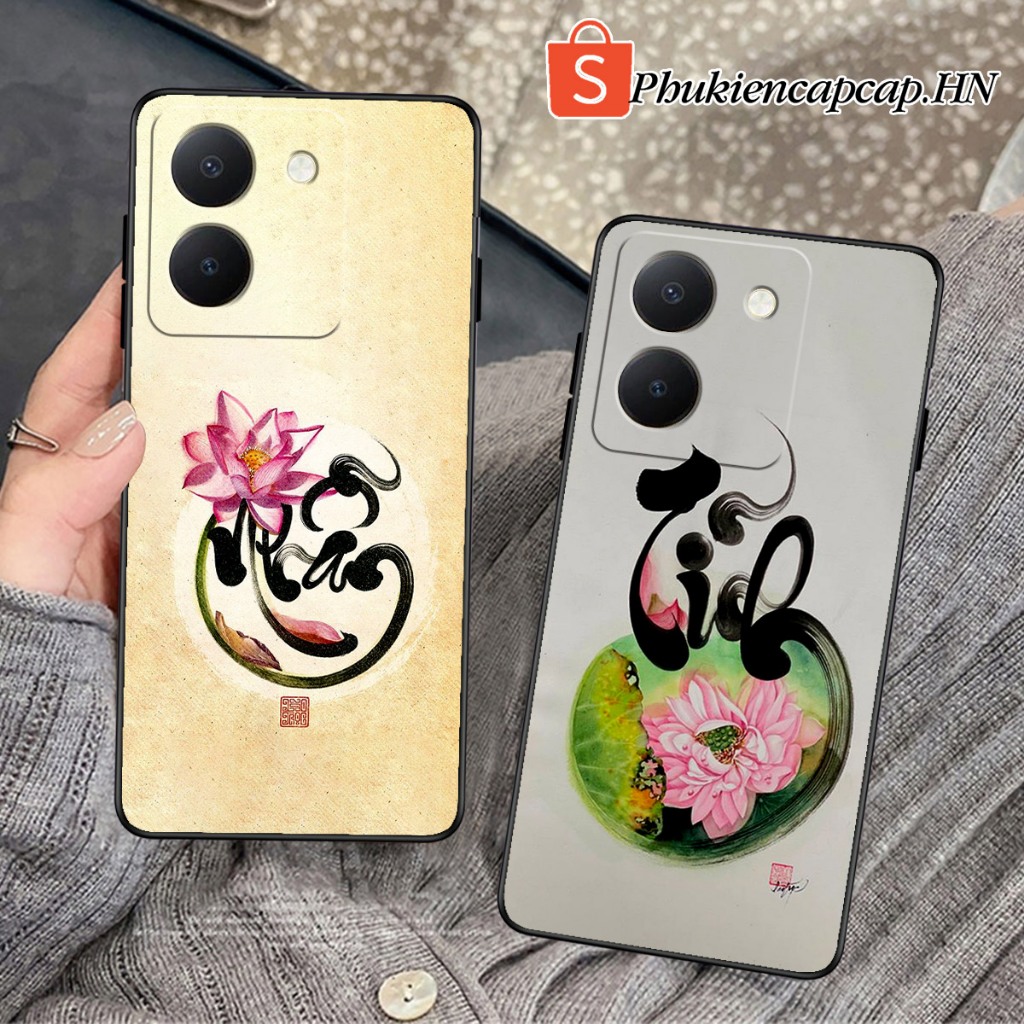 Ốp lưng Vivo Y36 - Y36 5G - Ốp Vivo in hình thư pháp Hoa Sen, Tâm An, Nhẫn