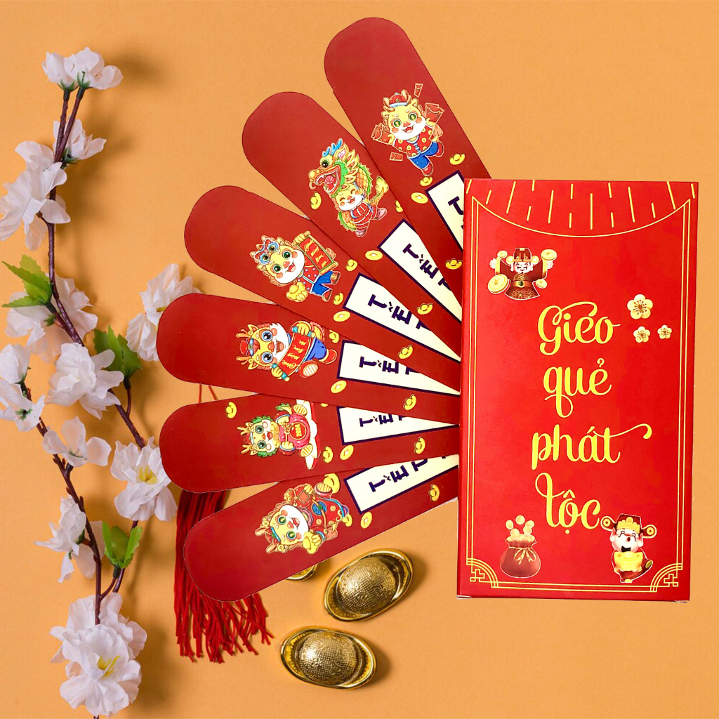 Lì Xì Que lì xì gieo quẻ, lì xì tết GIÁP THÌN năm 2024 MẪU RỒNG CHIBI HOT NHẤT