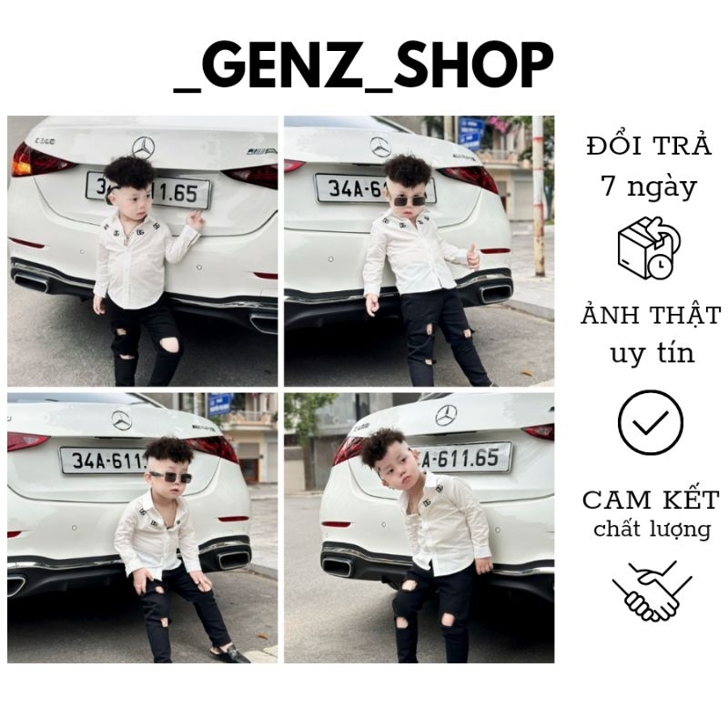 Áo sơ mi Sành điệu cho Các Công tử NHÍ Với Phong Cách Dg, logo Thêu Siêu Đỉnh