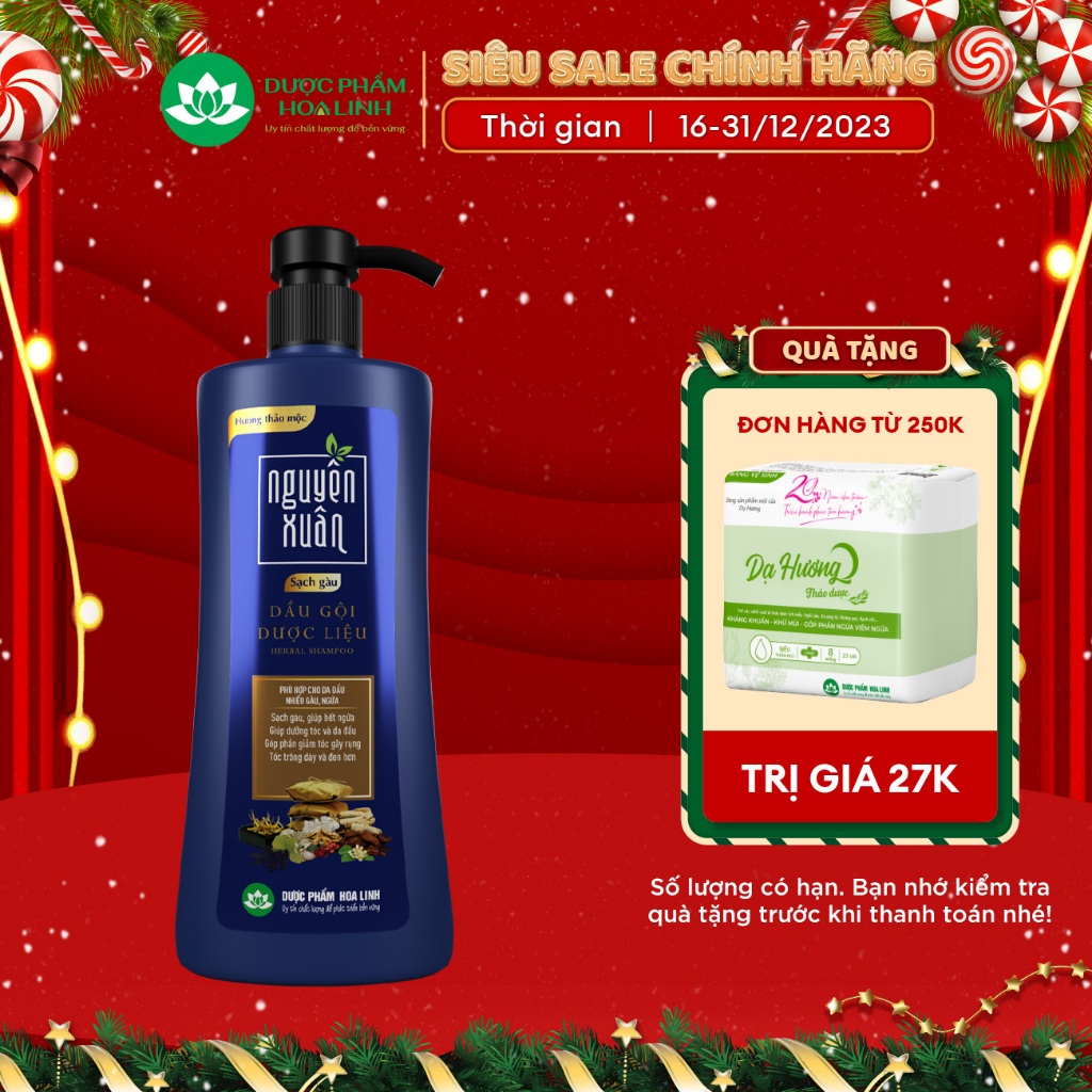 {MỚI} Dầu gội Dược liệu Nguyên Xuân Sạch Gàu 600ml - Tặng thêm 10% thể tích giá không đổi