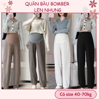 Quần bầu bomber GuMe chất len nhung mùa đông, dáng bo gấu, cao cấp loại 1 (450g) dày dặn giữ ấm cho mẹ bầu
