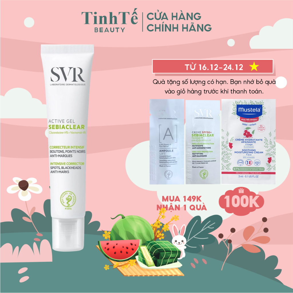 Gel dưỡng giảm mụn ngừa thâm SVR Sebiaclear Active Gel 40ml