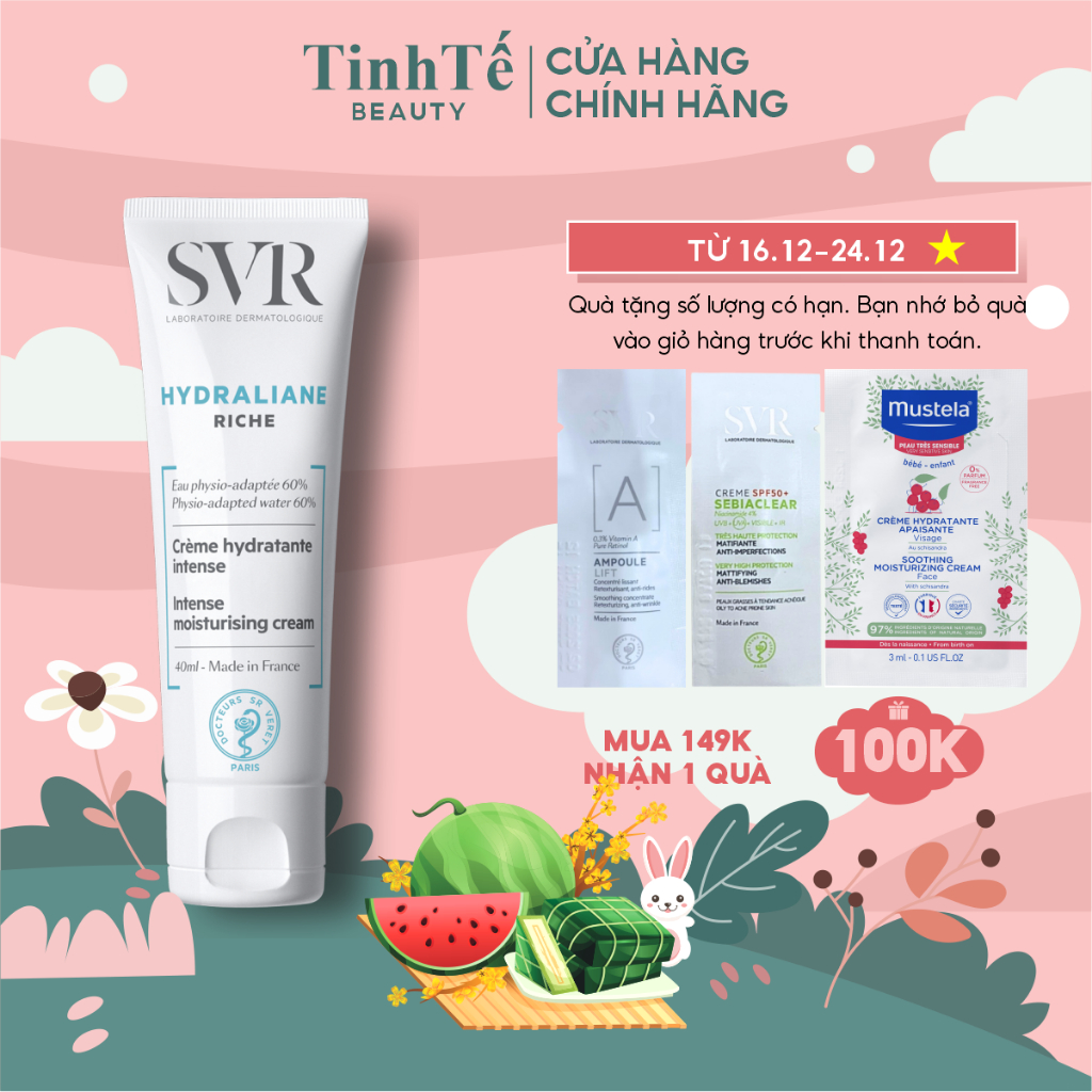 Dưỡng ẩm chuyên sâu dành cho vùng mặt và cổ SVR HYDRALIANE Riche 40ml (da khô)