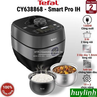 Nồi áp suất điện tử tefal smart pro ih multicooker cy638868 - 2 lòng nồi 5 lít - 1300w