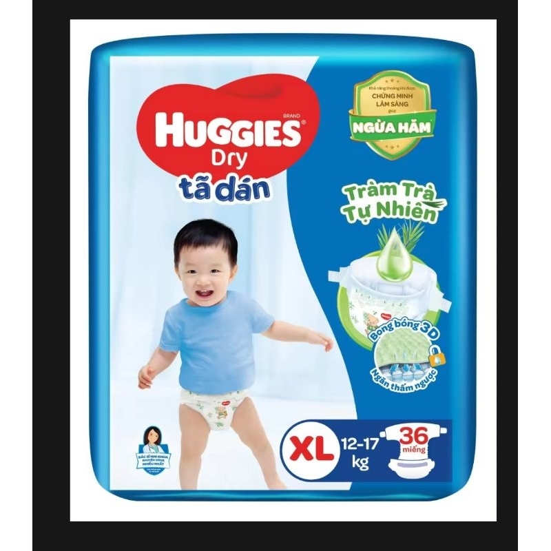 Bộ 2 bịch tã dán huggies tràm trà XL36/XXL33