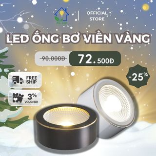 Đèn led ống bơ 7w - 12w viền vàng lắp nổi, đèn led ốp trần nổi trang trí nội thất phòng khách
