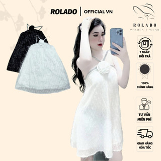 Đầm cổ yếm lông vũ sang chảnh form dài, chất vải lưới kèm lớp lót lụa FreeSize