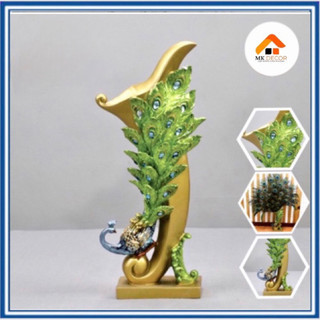 Bình cắm lông công, cắm hoa hình chim công xanh [Hàng nhập khẩu]