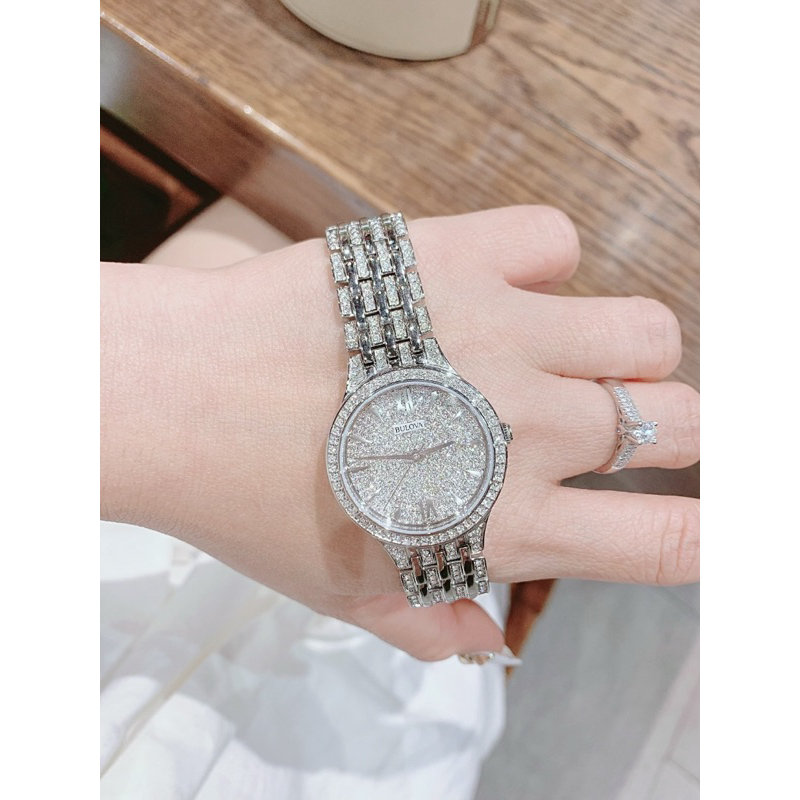 Đồng hồ nữ chính hãng Bulova 96L243 mặt tròn siz 32mm full đá