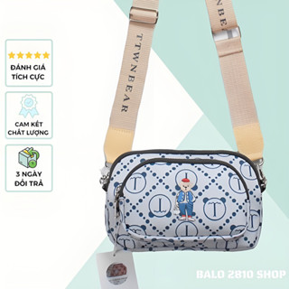 Túi Đeo Chéo WHO AU MONOGRAM Thêu Hình Gấu Chất Liệu Vải Poly Cao Cấp Trượt Nước - Túi Chéo TTWN BEAR Balo 2810 Shop