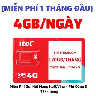 FREE 1 Tháng - Sim 4G Chuẩn Vinaphone Có 4Gb/ Ngày 120Gb 1 Tháng Miễn Phí Gọi Điện Nội Mạng - Sim Số Đẹp Itelecom