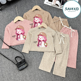 8-40kg Đồ bộ bé gái Len tăm teddy áo quần dài có size đại