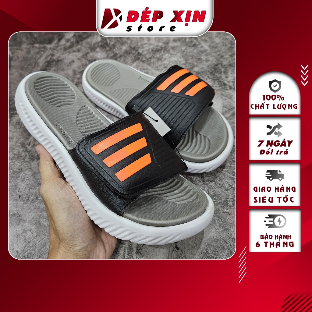 Dép Adidas Alphabounce Cao Cấp Sọc Ngang Siêu bền nhẹ chống trơn (Xám)