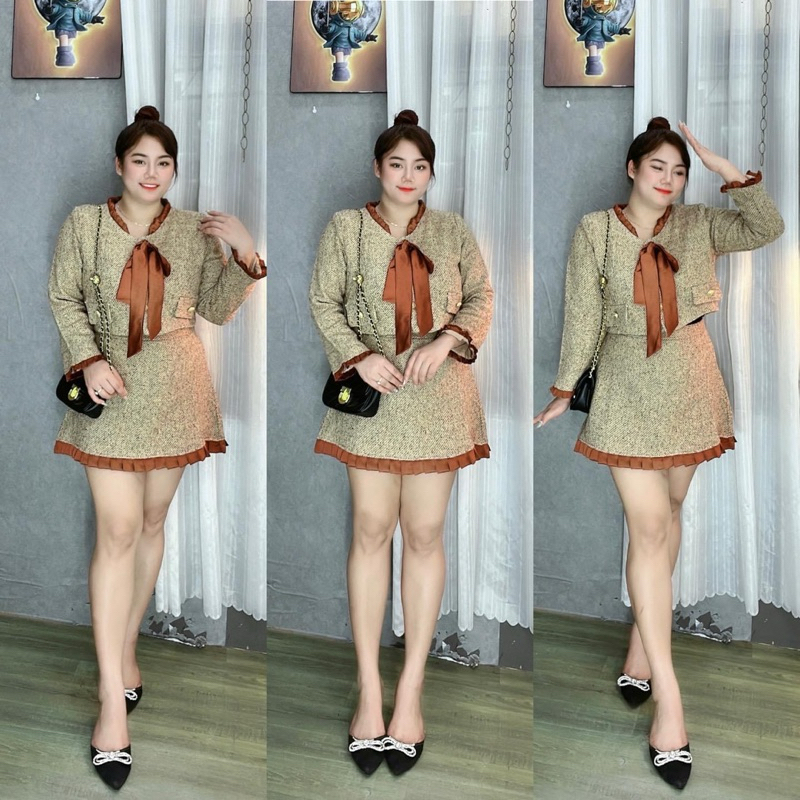 Sét Dạ Phối Nơ Lụa Dành Cho Bigsize 55-95kg
