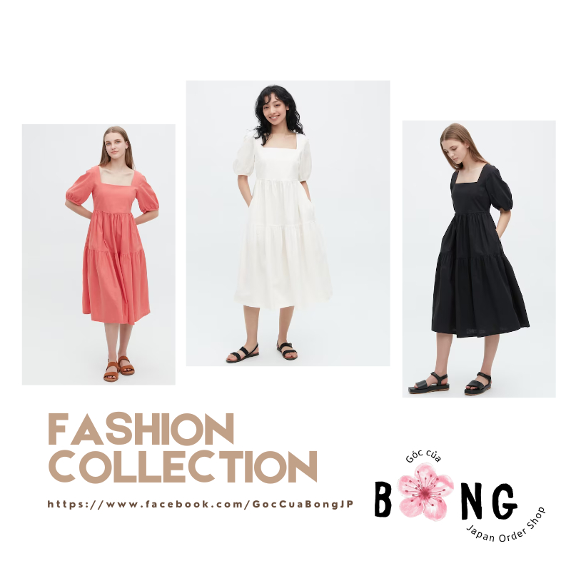 Đầm linen dáng babydoll Uniqlo Nhật - Mã 461802 & 460612