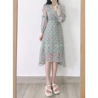 She9999 D278 - ĐẦM VOAN BS HOA XANH