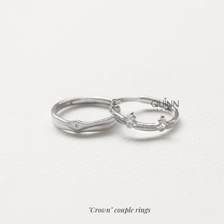Nhẫn đôi Crown freesize, nhẫn đôi bạc 925 vương miện đính đá Quinn Jewelry