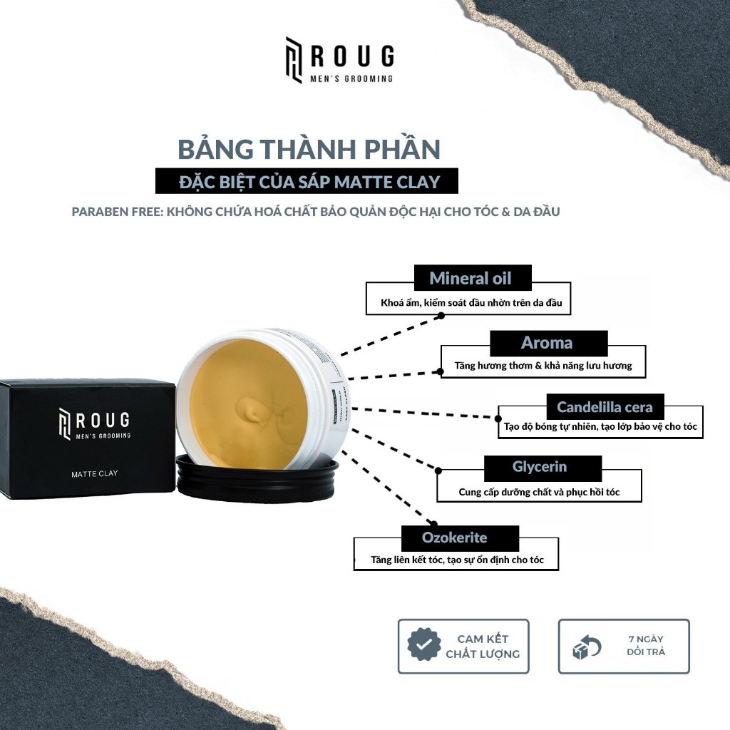 Sáp vuốt tóc Roug Men's Grooming Matte Clay Matt Clay - 90 gram