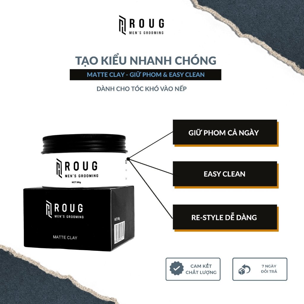 Sáp vuốt tóc Roug Men's Grooming Matte Clay Matt Clay - 90 gram