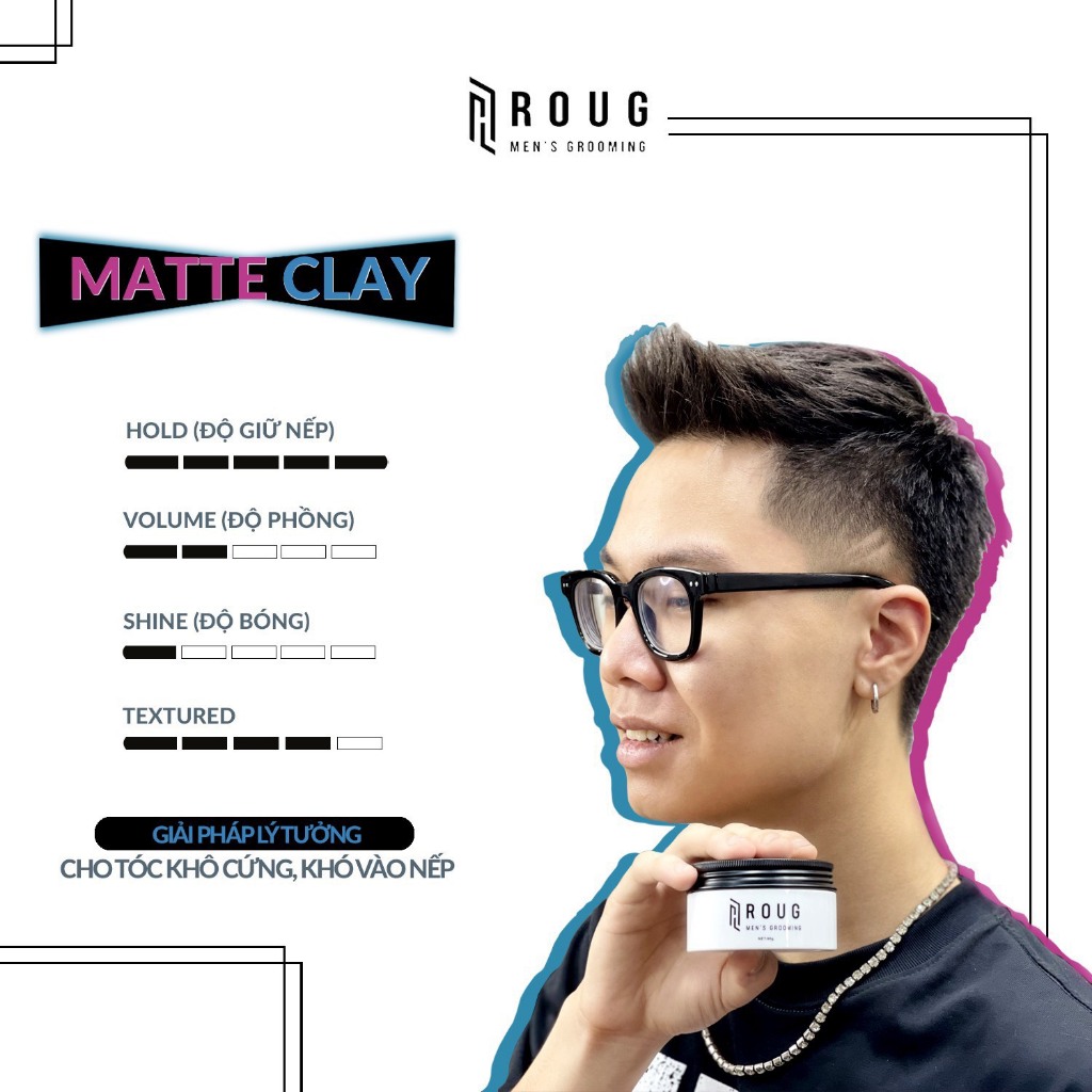 Sáp vuốt tóc Roug Men's Grooming Matte Clay Matt Clay - 90 gram