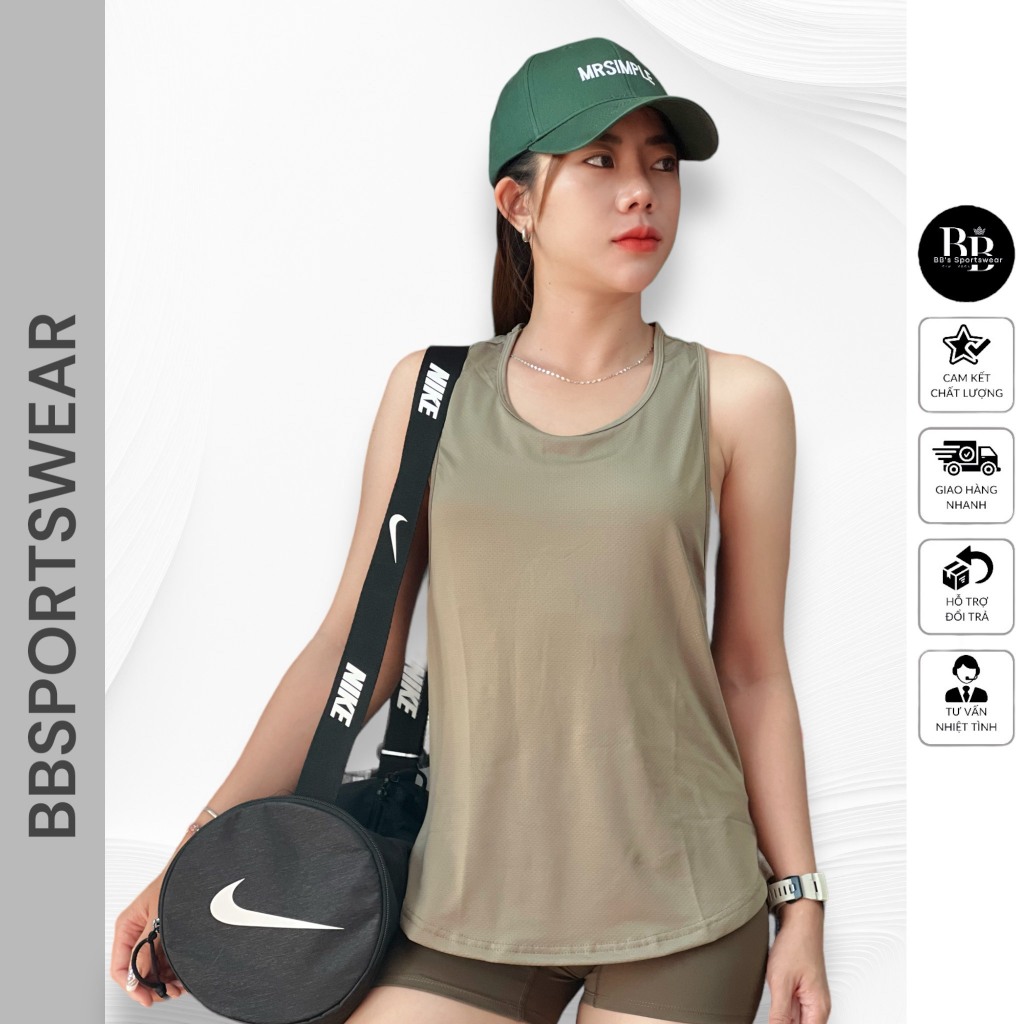 Áo Tập Gym Yoga Tank Top Vải Lưới Đồ Tập Gym Nữ Chất Liệu Mỏng Nhẹ Thấm Hút Mồ Hôi