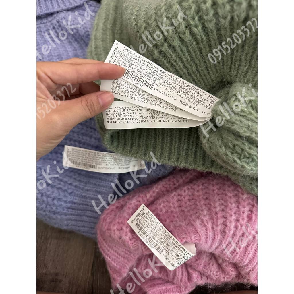 Áo len cao cổ sợi to màu sắc Zxr bé gái