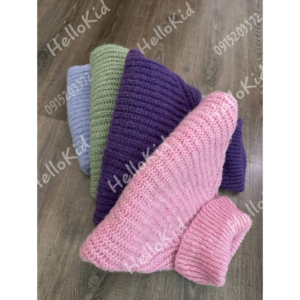 Áo len cao cổ sợi to màu sắc Zxr bé gái