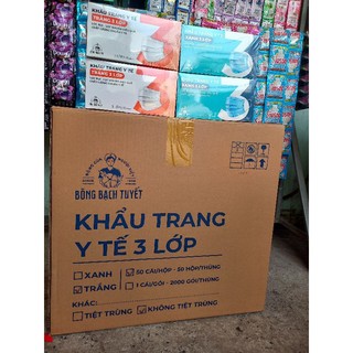 1 thùng khẩu trang y tế Bông Bạch Tuyết _( MERIDAY  cũ ) 3 lớp