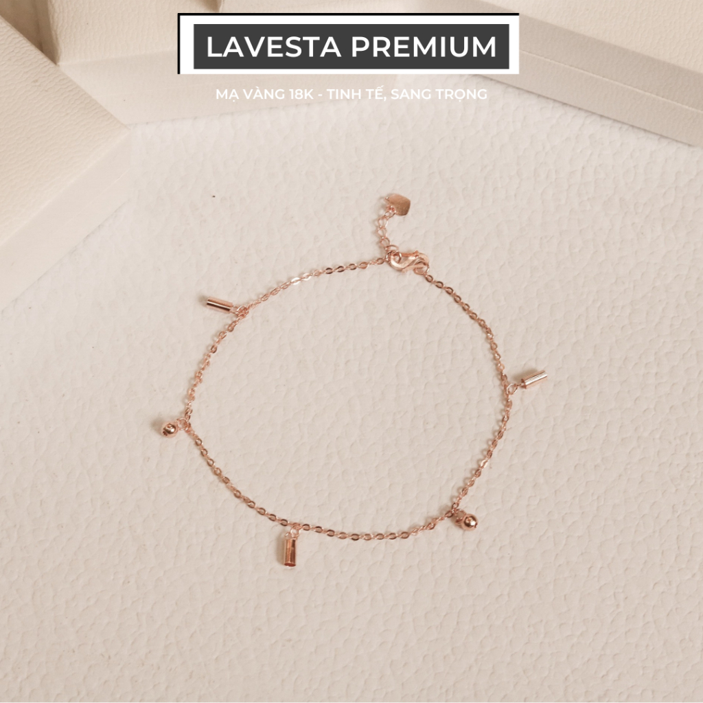 Lắc chân nữ mạ vàng hồng 18K cao cấp LAVESTA LAV037 gắn chuông thiết kế cổ điển, kiêu kì Almira