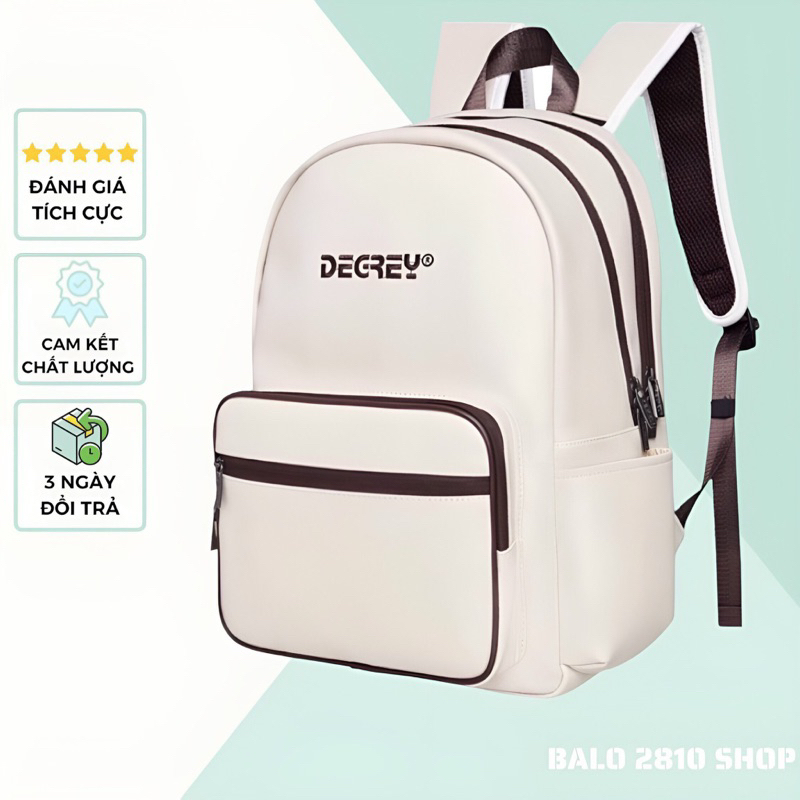 Balo DG PREMIUM DOUBLE Basic Backpack Màu Kem Chất Da Simili Cao Cấp Trượt Nước - Cặp Da Đi Học Màu Kem Thời Trang